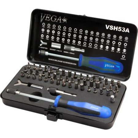 Vega Industries Vega 53pc Bit & Hand Driver Set, Gunmetal Grey, S2 Modified Steel VSH53A